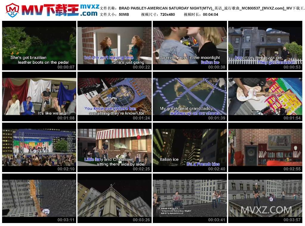 BRAD PAISLEY-AMERICAN SATURDAY NIGHT(MTV)_英语_流行歌曲_MC800537